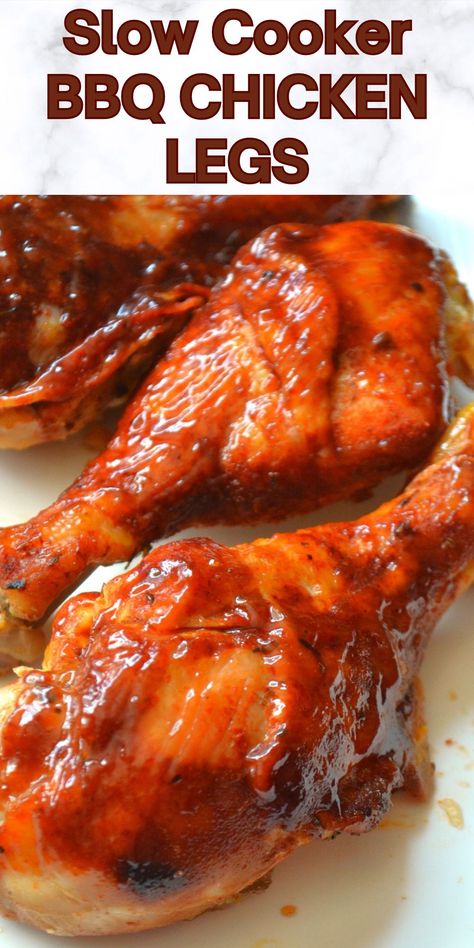 rnSlow cooker BBQ chicken legs are tender, juicy, and bursting with smoky BBQ flavor! This easy recipe is perfect for busy days, requiring minimal prep for maximum taste. Simply season, slow cook, and enjoy with your favorite sides or on its own for a delicious family meal. These chicken drumsticks are deal for gatherings or weeknight dinners and it promises to satisfy everyone at the table. Click for this super simple BBQ chicken recipe. Chicken Leg Slow Cooker Recipes, Simple Chicken Leg Recipes, Crockpot Bbq Chicken Drumsticks, Chicken Legs Crockpot Recipes, Chicken Drumstick Crockpot Recipes, Crock Pot Chicken Leg Recipes, Slow Cooker Drumstick Recipes, Crockpot Chicken Drumstick Recipes, Chicken Legs Recipes For Dinner