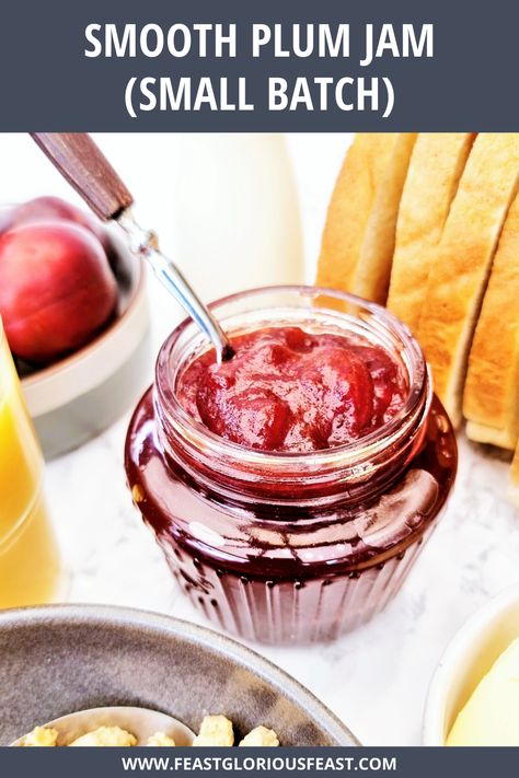 Small Batch Plum Jam, Small Batch Plum Jam Recipe, Canned Plum Jam, Plum Jam Recipes For Canning, Plum Jam With Pectin, Freeze Veggies, Seedless Strawberry, Jam Sponge Pudding, Canning Sauces