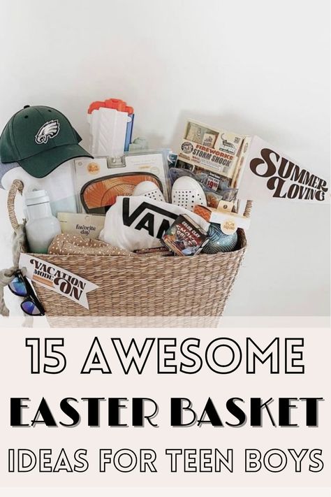 15 Awesome Easter Basket Ideas for Teen Boys | These boy easter basket ideas are amazing. This post includes ideas from tech gadgets to stylish clothes, including all different price ranges. These suggestions will make this Easter one to remember for the young men in your life. Let’s dive in and get those baskets ready for a celebration they won’t soon forget! Here are 15 Awesome Easter Basket Ideas for Teen Boys Easter Basket Gift Ideas For Teen Boys, Teenager Easter Basket Ideas Boys, Easter Basket For 12 Year Boy, Easter Gift Baskets For Kids, Easter Baskets For Boys Age 6, Older Kids Easter Basket Ideas Boys, Easter Gifts For Adults Men, Easter Boy Basket Ideas, Baseball Easter Basket