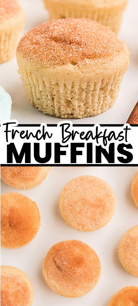 French Muffins Recipe, French Muffins Breakfast Recipes, French Muffins, Easy Breakfast In Muffin Pan, French Vanilla Muffins, Vanilla Muffins Recipe, Little Bites Muffins Copycat, Cinnamon French Toast Muffins, Sugar Cinnamon French Toast Muffins