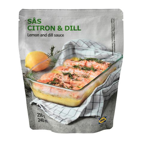 IKEA - SÅS CITRON & DILL, Lemon- and dill sauce, This rich and conveniently ready-made sauce is full of flavor and brings delicious seasoning to fish like salmon. Make the meal complete with potatoes au gratin or vegetable medallions Dinner Suggestions, Lemon Dill Sauce, Lemon Dill, Dill Sauce, Herb Sauce, Potatoes Au Gratin, Fish Dinner, Swedish Recipes, Food Market