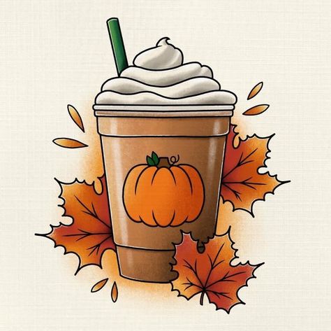 Pumpkin Spice Latte Drawing, Drawing Ideas Halloween, Pumpkin Art Ideas, Fall Drawing Ideas, Thanksgiving Drawings, Stickers Cricut, Autumn Things, Fall Stickers, Fall Drawings