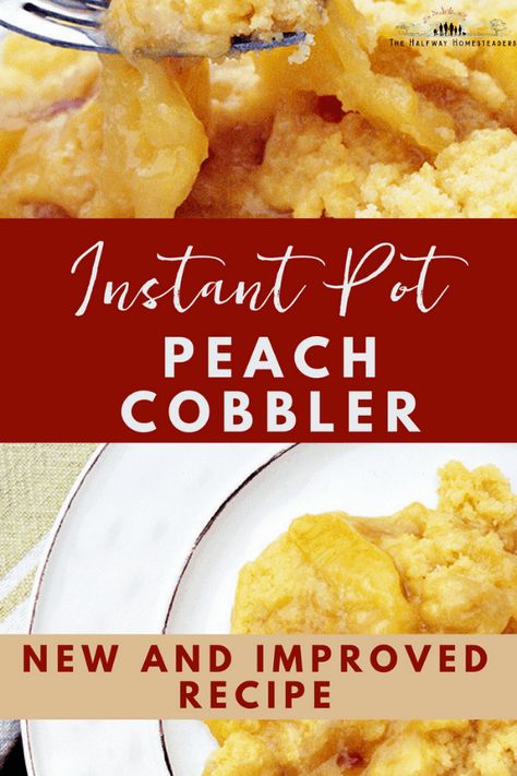 What is the history of peach cobbler and how exactly do you whip up a peach cobbler recipe for the instant pot? Today you can learn about both! Delicious! #instantpot #pressurecooker #peachcobbler #dessert #instantpotdesserts Instant Pot Peaches Recipes, Instapot Apple Cobbler, Instant Pot Peach Cobbler, Peach Cobbler In A Mug, Crockpot Peach Cobbler With Cake Mix Crock Pot, Peach Cobbler Ingredients, Peach Pie Filling, Peach Cobbler Recipe, Easy Instant Pot Recipes