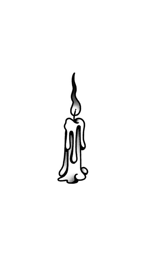 Candle American Traditional Tattoo, Simple Candle Drawing, Traditional Reaper Flash, Linework Flash Tattoo, American Traditional Lantern Tattoo, Melting Candle Tattoo Design, Stomach Tattoo Stencil, Coffin Finger Tattoo, Match Drawing Burning