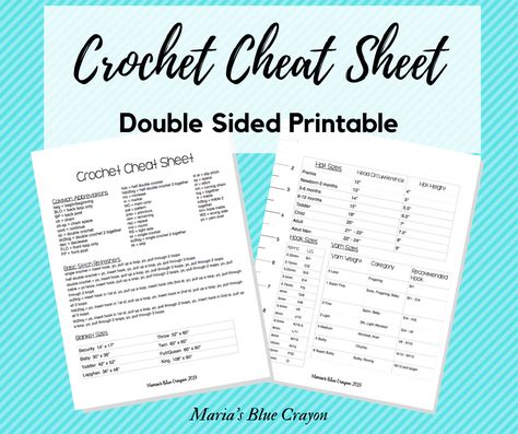 Printable crochet cheat sheet for beginner crocheters! #crochet #tips #beginner Crochet Cheat Sheet Charts, Crochet Stitch Cheat Sheet, Crochet Instructions Free Printable, Crochet Hook Sizes Chart Cheat Sheets, Crochet Cheat Sheet Free Printable, Crochet Cheat Sheet, Free Printable Crochet Patterns, Crochet Printables, Teaching Crochet