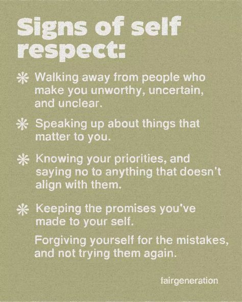 Signs of self respect ✴ #inspiration #insight #fairgeneration #sirmannir #quotes Demand Respect, Respect Yourself, Self Respect, Forgiving Yourself, A Woman, Signs, Quotes, On Instagram, Quick Saves