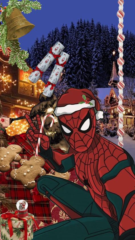 Spiderman Wallpaper Christmas, Christmas Wallpaper Spiderman, Spiderman Christmas Wallpaper, Winter Spiderman, Amazing Spiderman Art, Spiderman Winter, Spiderman Home, Spiderman Christmas, Spider Man Halloween