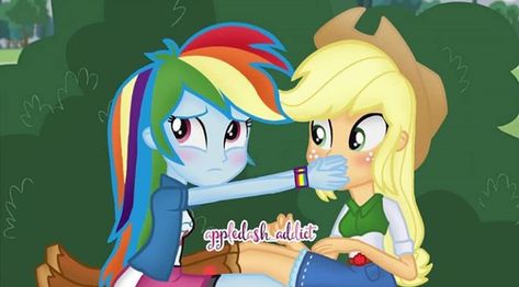 Rainbow Dash X Applejack Kiss, Appledash Kiss, Rainbow Factory, Girl Pony, Pony O, Apple Jack, Equestrian Girls, My Lil Pony, Mlp Equestria Girls