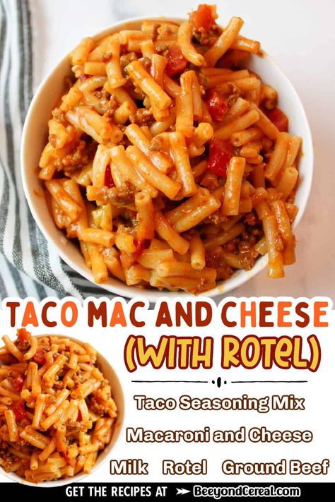 Taco Mac N Cheese Recipe, Mac N Cheese Meals Dinners, Mac And Cheese Meals Dinners, Taco Mac And Cheese Kraft, Mexican Mac N Cheese, Rotel Mac And Cheese, Taco Mac And Cheese Casserole, Mac And Cheese With Rotel, Mac And Cheese Taco Bake