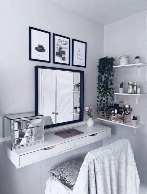 Makeup Vanity Shelf Ideas, Vanity Diy Bedroom, Coastal Cottage Decor, Tuscan Decor, Jungle Decor, Beauty Room Decor, Wall Art Geometric, Wall Art Landscape, Wall Art Black And White