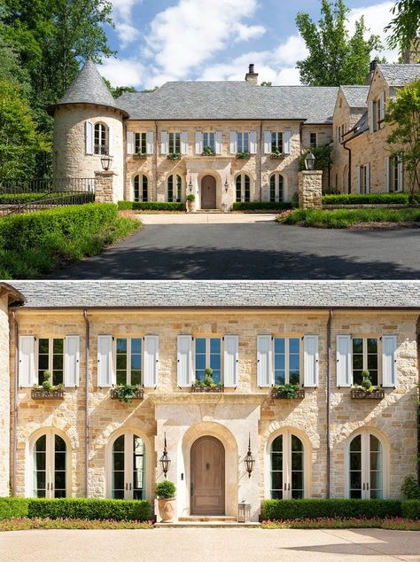 Limestone House Exterior, Old French House, Vienna Virginia, Rustic Country House, House In The Countryside, Limestone House, Nice Homes, House Shutters, Harrison Design