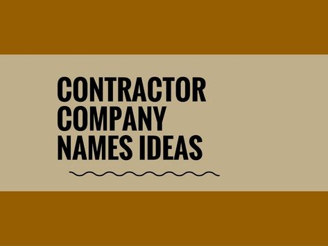 If you are working for yourself, and if you aren't an owner or employee of a corporation, you are an independent contractor.choosing a creative company name can attract more attention.A Creative name is the most important thing of marketing. Check here creative, best Contractor company names ideas Company Names Creative, Construction Names Ideas, General Contractor Business, Construction Company Names, Names For Companies, Creative Company Names, Company Names Ideas, Company Name Ideas, Working For Yourself