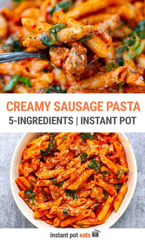 Instant Pot Sausage Rigatoni, Ground Italian Sausage Recipes, Creamy Sausage Pasta, Ground Sausage Recipes, Instant Pot Dinner, Sausage Pasta Recipes, Instant Pot Pasta Recipe, Italian Sausage Pasta, Italian Sausage Recipes