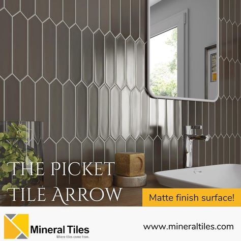 The Picket Tile Arrow Silver 2x10 has a matte finish and a soft wavy surface, creating an elegant and subtle aesthetic. Its elongated and picket hexagonal shape can be explored in any design setting, such as kitchen backsplash, bathroom, shower, and feature walls. 👉Choose your favorites today and create your dream space! 🔗Click here https://www.mineraltiles.com/products/picket-tile-arrow-silver-2x10 or link in bio. . . . #PicketTileArrow #BlackMatte #ContemporaryDesign #BoldInteriors #Arrow... Picket Tile, Subtle Aesthetic, Backsplash Bathroom, Feature Walls, Dream Spaces, Kitchen Backsplash, Bathroom Shower, Feature Wall, Backsplash