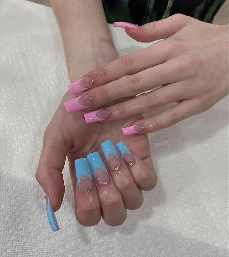 Cotton Candy French Tip Nails, Color French Tip Nails, Edc Nails, Color French Tip, Acrylic Nails Stiletto, Cotton Candy Nails, Candy Nails, Nails Stiletto, Tip Nails