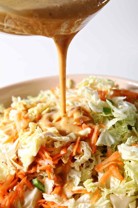 Tired of coleslaw slathered in a thick mayonnaise sauce? Change up your coleslaw game by making this sweet and spicy No Mayo Honey Mustard Coleslaw. | Honey Mustard Coleslaw | No Mayo Coleslaw | Coleslaw without Mayonnaise | BBQ Side Dish | Barbecue Side | Summer Side Dish | Picnic Side Dish | #speckledpalate Mustard Coleslaw Recipe, Honey Mustard Coleslaw, Coleslaw No Mayo, Mustard Coleslaw, Homemade Salads Recipes, No Mayo Coleslaw, Mustard Cabbage, Mayonnaise Sauce, Cabbage Side Dish