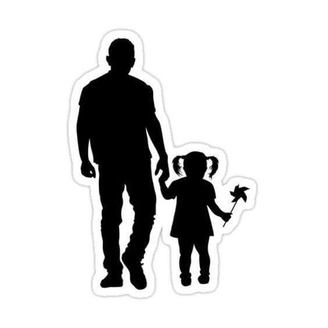 Father Daughter Sticker, Dad With Daughter, Dad And Daughters, Mom Dad Tattoo Designs, Girl With Pigtails, Family Tattoo Designs, Dad Tattoo, Dad In Heaven, Tattoo Outline Drawing