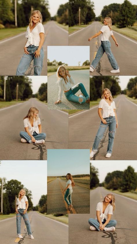 Senior Picture Ideas On A Bridge, Fun Senior Session Ideas, Cute Senior Pictures Poses, Back To School Poses Picture Ideas, Clothes For Senior Pictures, Street Wear Senior Pictures, Personality Senior Pictures, Alley Senior Pictures, Simple Senior Pictures Outfits