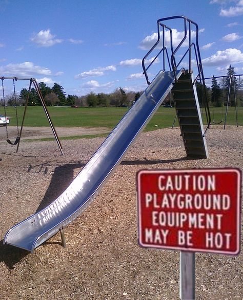 Metal Slides   ...nothing like burning metal on bare legs. Metal Playground, Playground Slides, Playground Slide, Basketball Courts, Metal Slide, Quality Memes, 90s Childhood, Football Field, Winston Salem