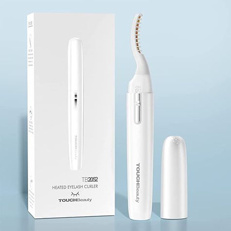 TOUCHBeauty Heated Eyelashes Curler with Heating Lashes Curl Comb, Painless Quick Natural Curling Battery Powered White Color TB-2052 Lifted Lashes, Eyelashes Curler, Heated Eyelash Curler, Eyelash Curlers, Groove Design, Beautiful Eyelashes, Long Lasting Curls, Lash Curler, Thicker Eyelashes