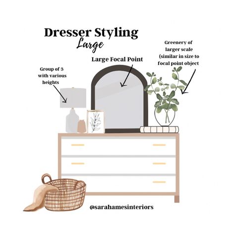 Sharing some simple tips on how to style your dresser. Plus a lamp size guide as well! If you’re looking for even more help designing your space, message me to find out how my E-Design services can help you! . . . . . . . . . #interiordesign #interiordesigntips #interiordesigntip #dresser #dresserdecor #stylingtips #hometips #dressermakeover #decoratingtips #decortips #interioredesign #interiorinspo #edesigner #torontoedesigner #virtualdesign Using A Dresser In The Living Room, How To Style Dresser, Dresser Placement In Bedroom, How To Decorate Top Of Dresser, Lamp Size Guide, Decorate A Dresser Top, Decorate Top Of Dresser, Tv Above Dresser Bedroom, How To Decorate Dresser Top