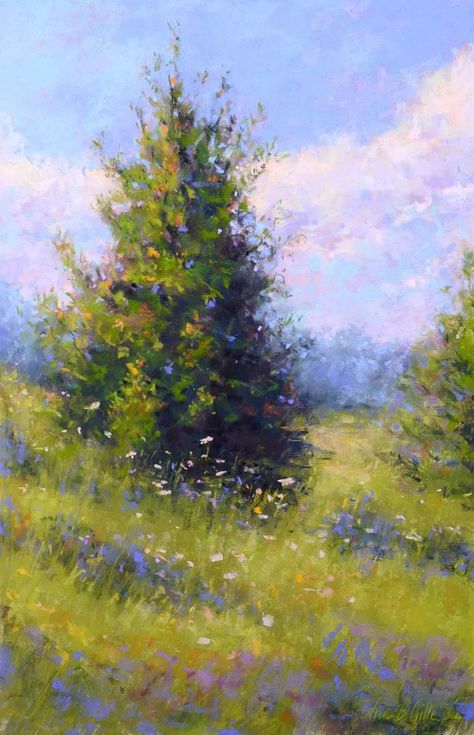 Grace Farms, Oil Pastel Art, Make Pictures, Cloud Painting, Jolie Photo, Pastel Art, Small Paintings, Pine Trees, Pastel Painting