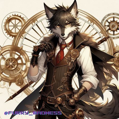 Steampunk Wolf, Art Steampunk, Chibi Style, Wolf Drawing, Steampunk Fashion, Art Work, Digital Artist, Digital Art, Dogs