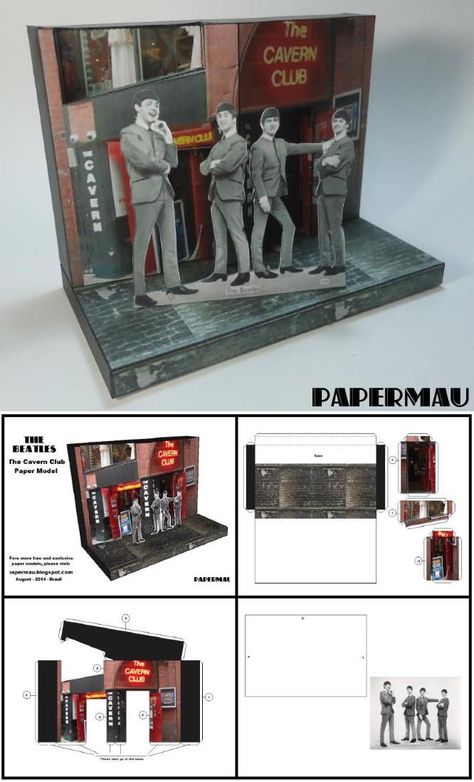 The Beatles - The Cavern Club Diorama Paper Model - by Papermau Download Now! Paper Crafts 3d Free Printables, Diorama Paper, Diorama Template Free Printables, Printable Diorama, Paper Diorama, Paper Diorama Templates Free Printable, Diorama Ideas, Beatles Diy, Garage Diorama Printables