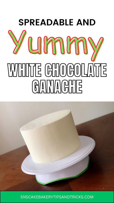 Spreadable and Yummy White chocolate Ganache Cake Ganache Recipe, White Chocolate Ganache Cake, Wedding Cake Frosting Recipe, White Chocolate Ganache Frosting, White Chocolate Ganache Recipe, Wedding Cake Frosting, Ganache Icing, Icing Recipes, Chocolate Ganache Filling