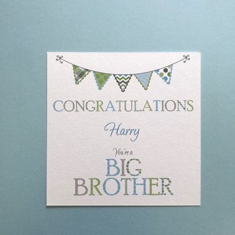 Brother Card Ideas, Diamond Wedding Anniversary Cards, Brother Card, New Big Sister, Bunting Design, New Big Brother, Card Name, Personalized Thank You Cards, Peppa Pig Birthday