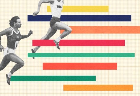 #collage #running #race by Emma D. Vintage Running Poster, Couples Olympics, Running Collage, Collage Sport, Am I Not Good Enough, Race Illustration, Olympics Graphics, Running Poster, Running Body