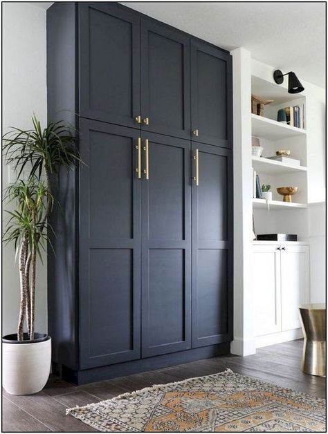 Kitchen Pantry Doors, Living Room Storage Cabinet, Ikea Closet, Bedroom Minimalist, Wall Closet, Build A Closet, Kitchen Pantry Cabinets, Room Paint Colors, Small Bathroom Storage