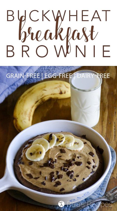 Full of hearty, grain-free flour and sweetened with fruit, this allergy-friendly Buckwheat Breakfast Brownie is the perfect start to your day. Buckwheat Flour Desserts, Cream Of Buckwheat Recipes, Low Glycemic Bread, Buckwheat Breakfast, Wfpb Breakfast, Buckwheat Cereal, Low Glycemic Desserts, Breakfast Brownies, Breakfast Bakes