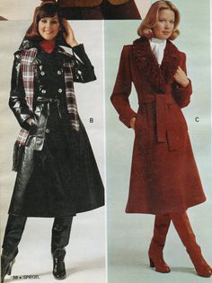 1960 Winter Fashion, 60s Coat, 60s Winter Coat, 60s Trench Coat, 1960s Coats For Women, 70s Mode, 1970s Fashion Women, 1970s Clothing, Winter Outfits Warm