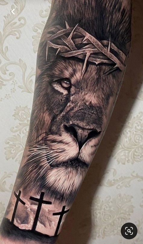 Lion Of Judah Tattoo, Christian Tattoos Men, Chest Tattoo Wings, Lion Tattoo Ideas, Ace Of Spades Tattoo, Bible Tattoos, Patriotic Tattoos, Lion Tattoo Sleeves, Christ Tattoo