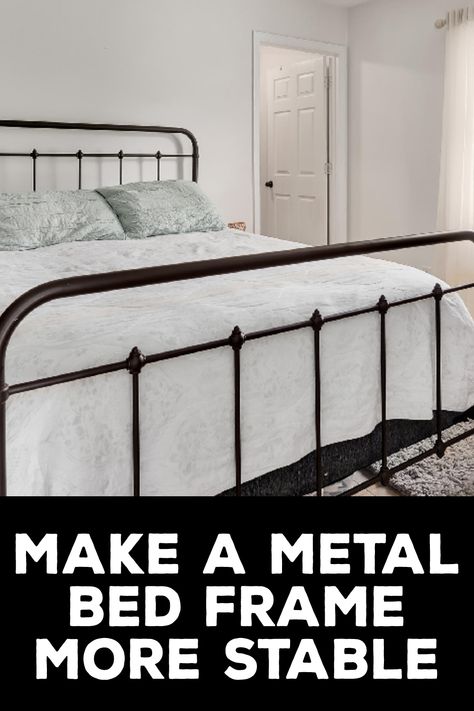 How to Make a Metal Bed Frame More Stable Rod Iron Bed Frame, Metal Headboard Bedroom, Black Metal Bed Frame Bedroom Ideas, Making A Bed Frame, Making A Bed, Room Sofa Ideas, Luxury Bed Design, King Metal Bed Frame, Modern Luxury Bed