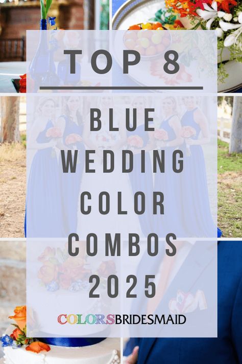 Blog - Wedding Ideas - ColorsBridesmaid Shades Of Blue Wedding Party Attire, Bermuda Blue Wedding Colors, Dusty Blue Clothes, Shades Of Blue Bridesmaid Dresses Color Schemes, Bridesmaid Dresses Different Shades Of Blue, Blue Wedding Ideas Color Schemes, Wedding Shades Of Blue, Light Blue Wedding Theme Colour Schemes, Royal Blue Wedding Colors