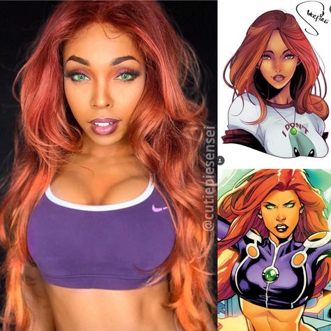 CutiePieSensei (@cutiepiesensei) | Twitter Casual Starfire, Starfire Costume, Starfire Cosplay, L Cosplay, Black Cosplayers, Closet Cosplay, Kim Possible, Marvel Girls, Cosplay Characters