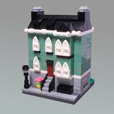 Microscale Lego, Lego Micropolis, Lego Design Ideas, Lego Microscale, Lego House Ideas, Front Stairs, Lego Furniture, Lego Micro, Micro Lego