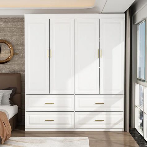 Frailey Manufactured Wood Armoire Armoire Wall Unit, Bedroom Armoire Wardrobe Closet, Large Armoire Bedroom, Built In Armoire Closet, Built In Closet Bedroom, Built In Closet Wall Bedroom, Closet Designs Ideas, Clothes Armoire, Freestanding Armoire