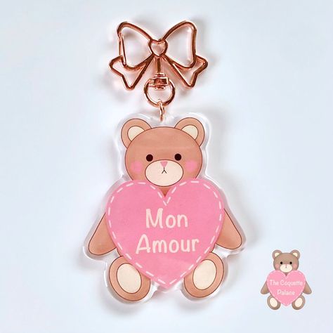 Epoxy Keychain, Teddy Bear Keychain, Teddy Bear Gift, Kawaii Keychain, Teddy Bear Gifts, Bear Keychain, Beautiful Chokers, Epoxy Coating, You Bag