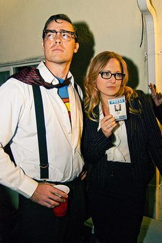 Louis Lane Costume, Cute Nerd Costumes, Clark Kent Halloween Costume, Lois Lane Costume, Clark Kent Costume, Clark Kent And Lois Lane, Nerd Costumes, Diy Costumes Men, Superman Outfit