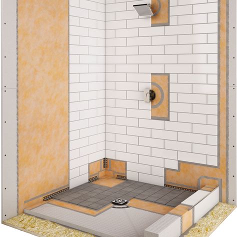 From drains to shower benches to waterproofing, Schluter®-Systems offers everything you need to ensure a watertight tile shower. Tiny House Shower, Fiberglass Shower Stalls, Backyard Bathroom, Schluter Shower, Schluter Systems, Shower Makeover, Shower Curb, Shower Remodel Diy, Ada Bathroom