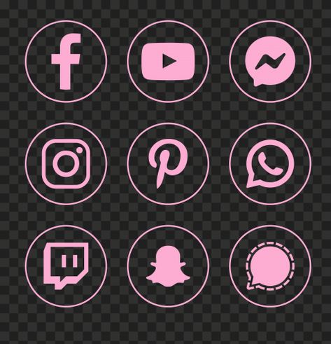 Light Pink Social Media Icons, Pink Social Media Icons, Pink Social Media, Round Icons, Social Media Icons Free, Free Icons Png, Original Background, No Background, Social Media Icons