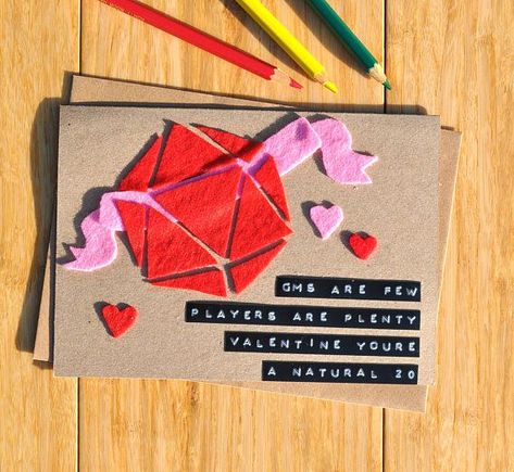 Geeky Christmas Decorations, Dungeons And Dragons Birthday, Romantic Diy Gifts, Nerd Quotes, Dnd Room, Nerdy Valentines, Valentines Puns, Dnd Crafts, Recycled Books