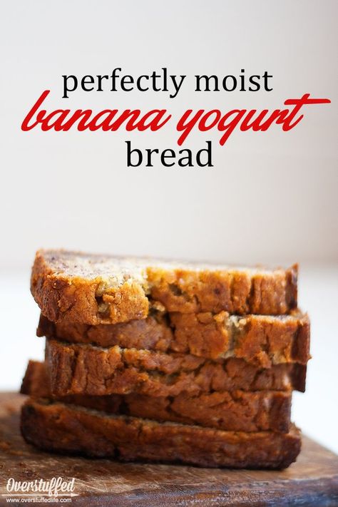 Looking for wholesome snack solutions for summer? Try this yogurt banana bread recipe--it is perfectly moist and so good! #overstuffedlife Heart Bread, Yogurt Banana Bread, Baking Gluten Free, Food Remedies, Tasty Sweets, Yogurt Bread, Yogurt Banana, Banana Yogurt, Banana Bread Recipe Moist