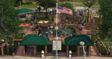 Sims 4 Central Park, Sims 4 Parking Lot, Sims 4 Park Builds, Park Sims 4 Cc, Sims 4 Playground, Sims 4 Park, Ts4 Lots, Sims Lots, Lotes The Sims 4