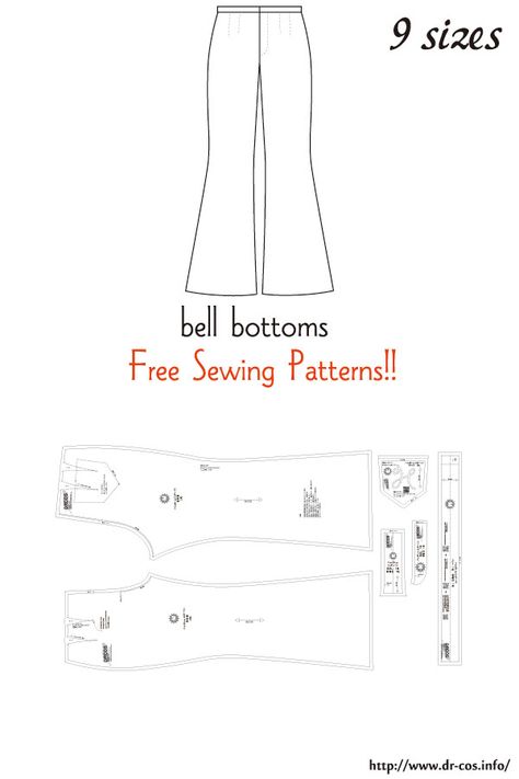 Flare Jeans Sewing Pattern, Bell Bottom Sewing Pattern Free, Bellbottom Pants Pattern Free, Sewing Jeans Pattern, Bell Bottom Pattern, Bell Bottoms Pattern, Patterns For Dresses, Flare Pants Pattern, Pants Pattern Free