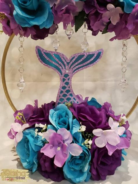 Mermaid Centerpieces, Little Mermaid Centerpieces, Water Cake, Snack Tables, Mermaid Baby Shower Theme, Ariel Birthday Party, Mermaid Birthday Decorations, Ocean Birthday Party, Birthday Flowers Bouquet