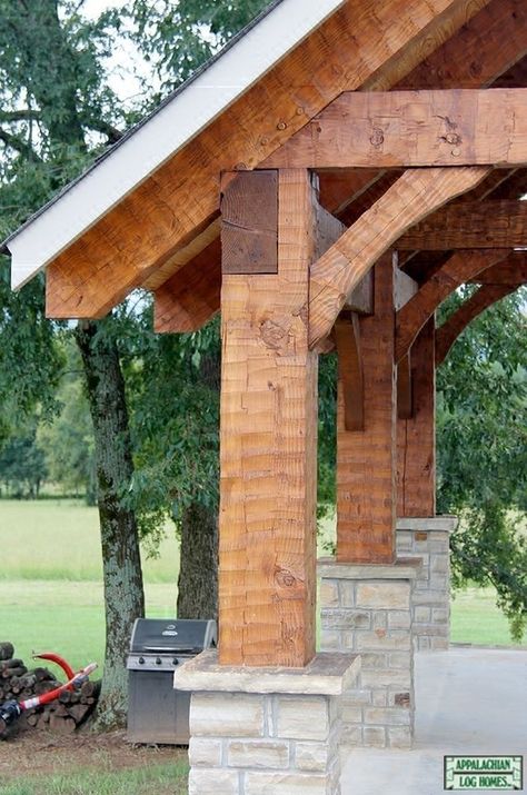 Timber Frame Plans, Timber Frame Pavilion, Timber Frame Porch, Timber Frame Joinery, Log Home Kits, Log Cabin Floor Plans, Small Cabins, Carport Plans, Covered Patio Design